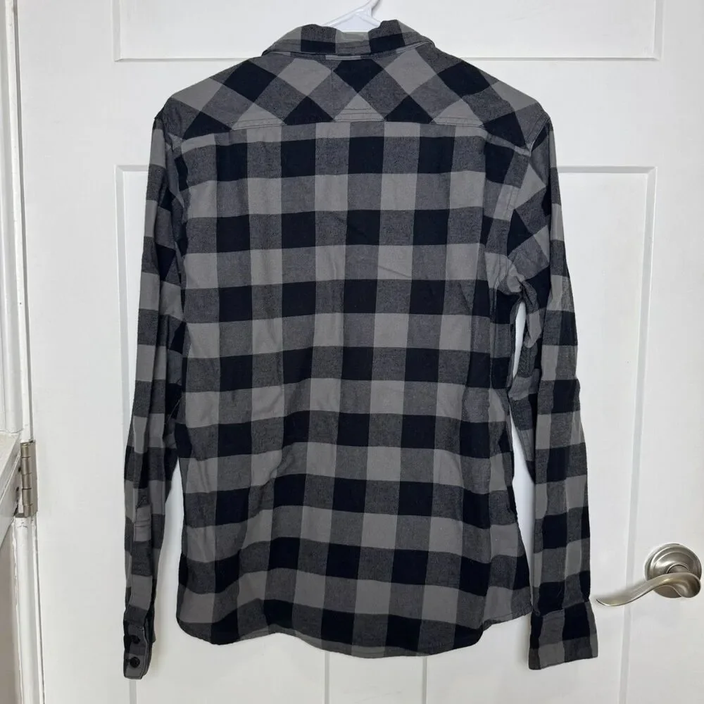 Levi’s Men’s Small Gray Black Buffalo Plaid Flannel Shirt Long Sleeve Button Up